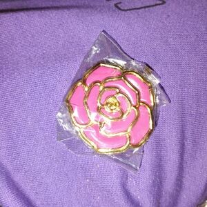 Elegant Pink and Gold Flower Purse Hook